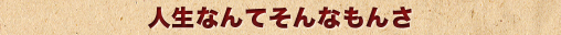 人生なんてそんなもんさ
